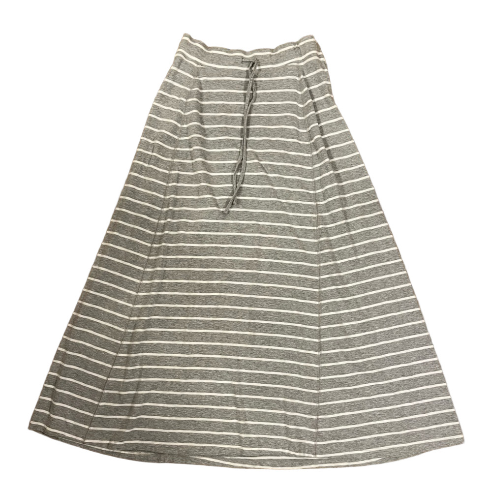Talbots Heather Gray & White Stripe Long Jersey Maxi Skirt Small